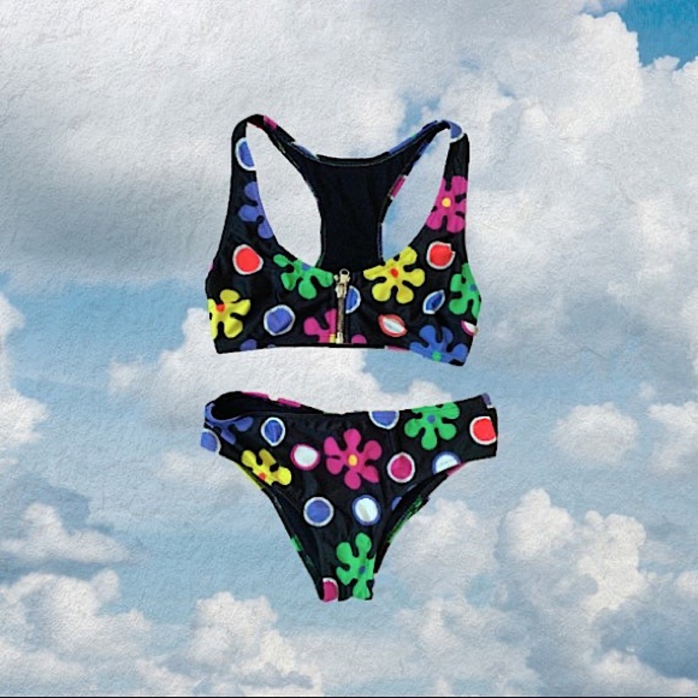 Moschino Flower Power Front Zip Bikini